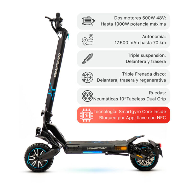 Patinete eléctrico SmartGyro CROSSOVER DUAL MAX 2 LR DGT - Imagen 3
