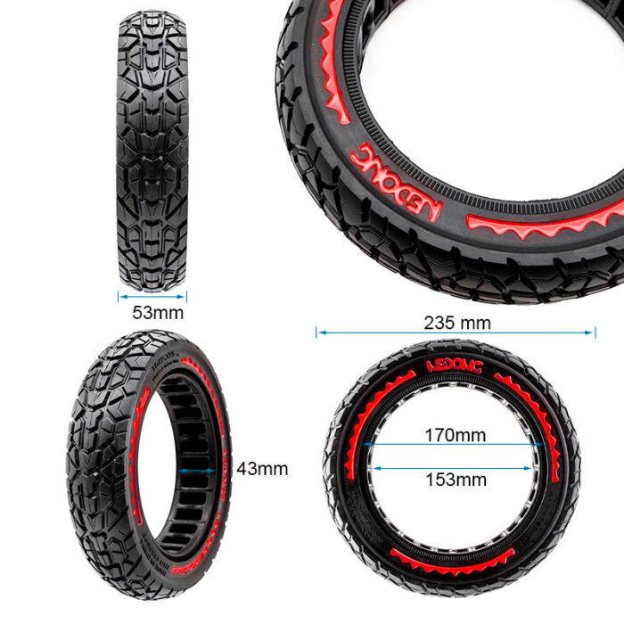 Rueda maciza ultraligera offroad 10x2,125-6,5/B34 - roja [Nedong] - Imagen 3