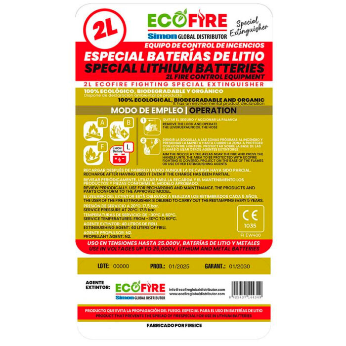 Extintor dieléctrico para baterías + Soporte - Imagen 5