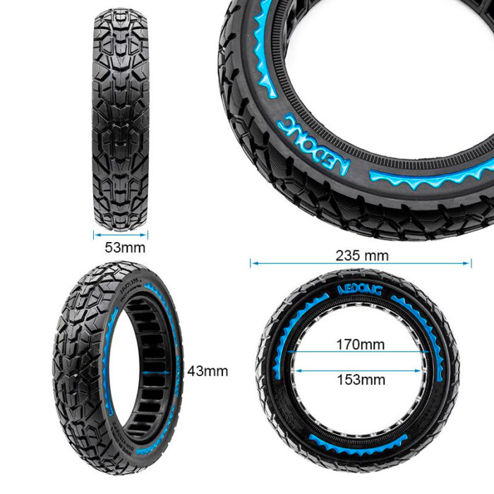 Rueda maciza ultraligera offroad 10x2,125-6,5/B34 - azul [Nedong] - Imagen 3