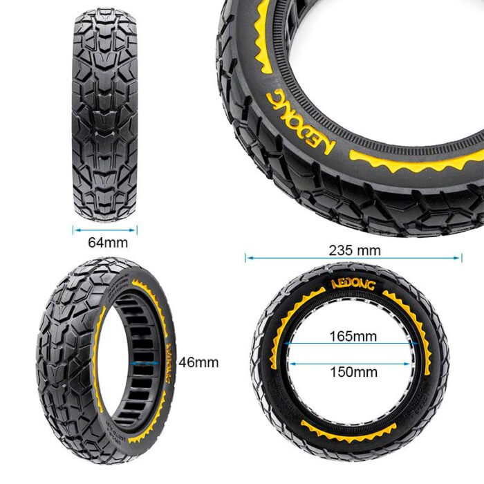 Rueda maciza ultraligera offroad 10x2,5/B44 - amarillo [Nedong] - Imagen 3