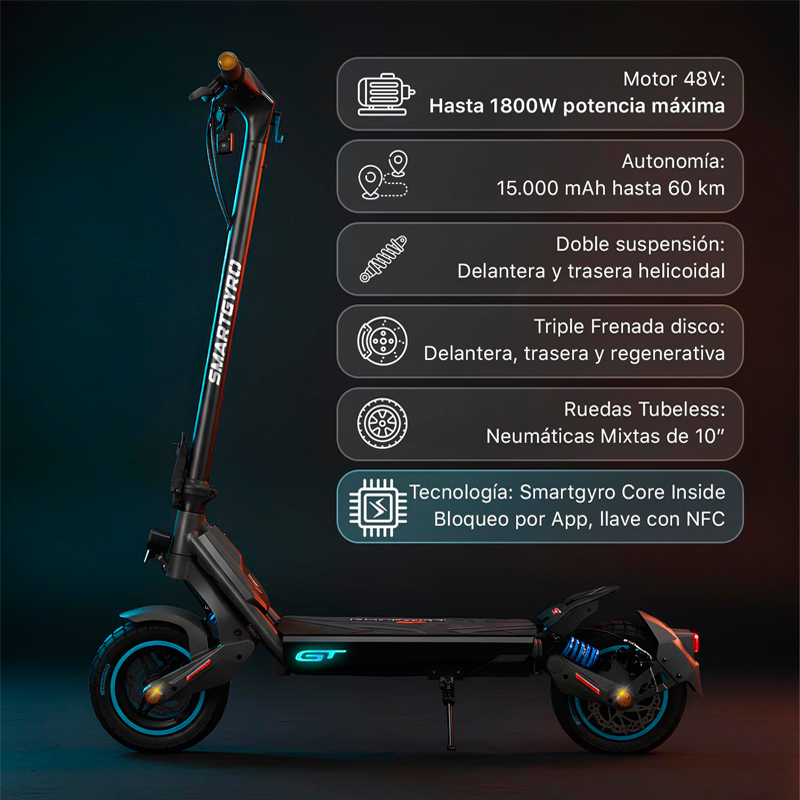 Patinete eléctrico smartGyro Rockway GT Certificado DGT - Imagen 3